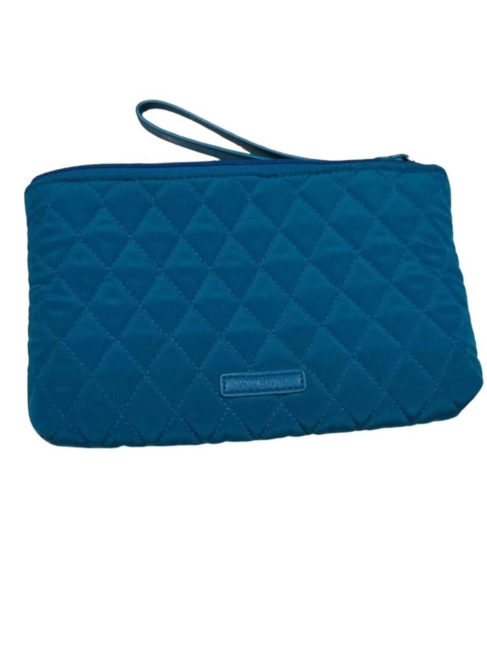 Vera Bradley Quilted Wristlet Clutch Blue Solid Zip Pouch Bag